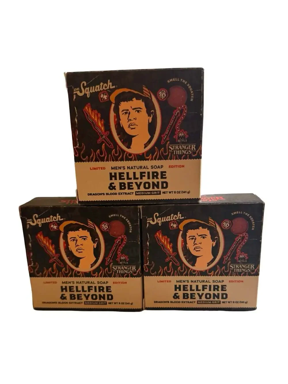 Dr. Squatch Stranger Things Hellfire & Beyond Men's Soap 5 oz Limited: Set of 3